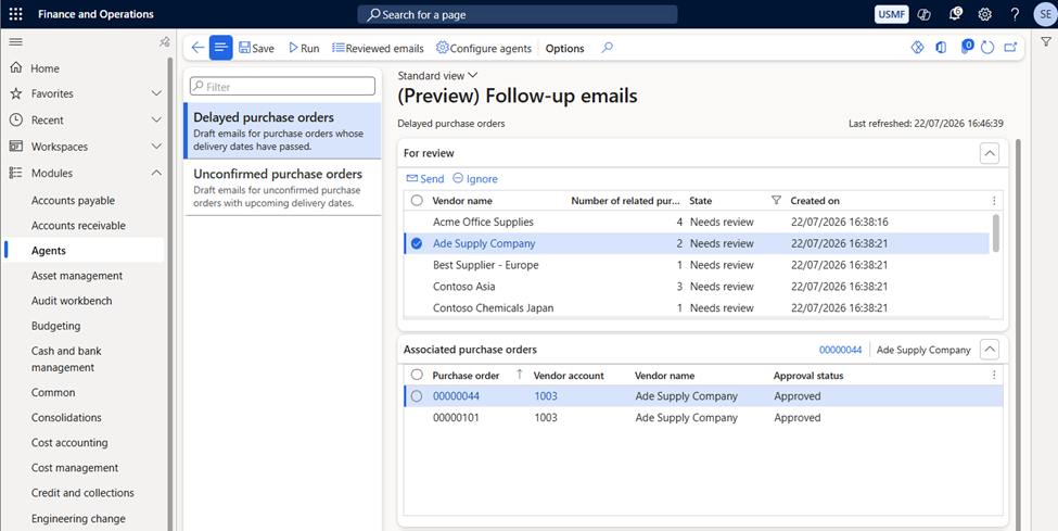 Supplier Communications Agent > (Preview) Follow-up emails